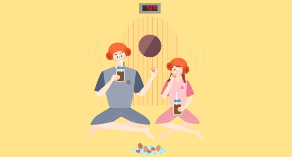 한국 찜질방을 표현한 그림