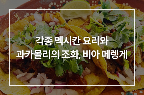 각종 멕시칸 요리와 과카몰리의 조화, 비아 메렝게