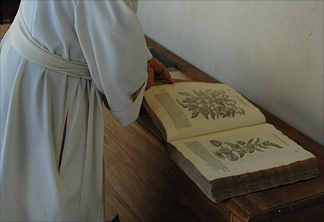 카말돌리 수도사가 책을 보는 사진