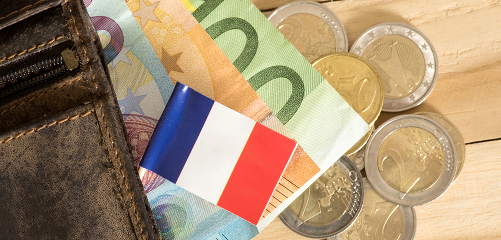 프랑스 국기와 화폐 사진